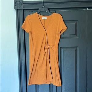 Madewell Rust Textured Wrap Dress